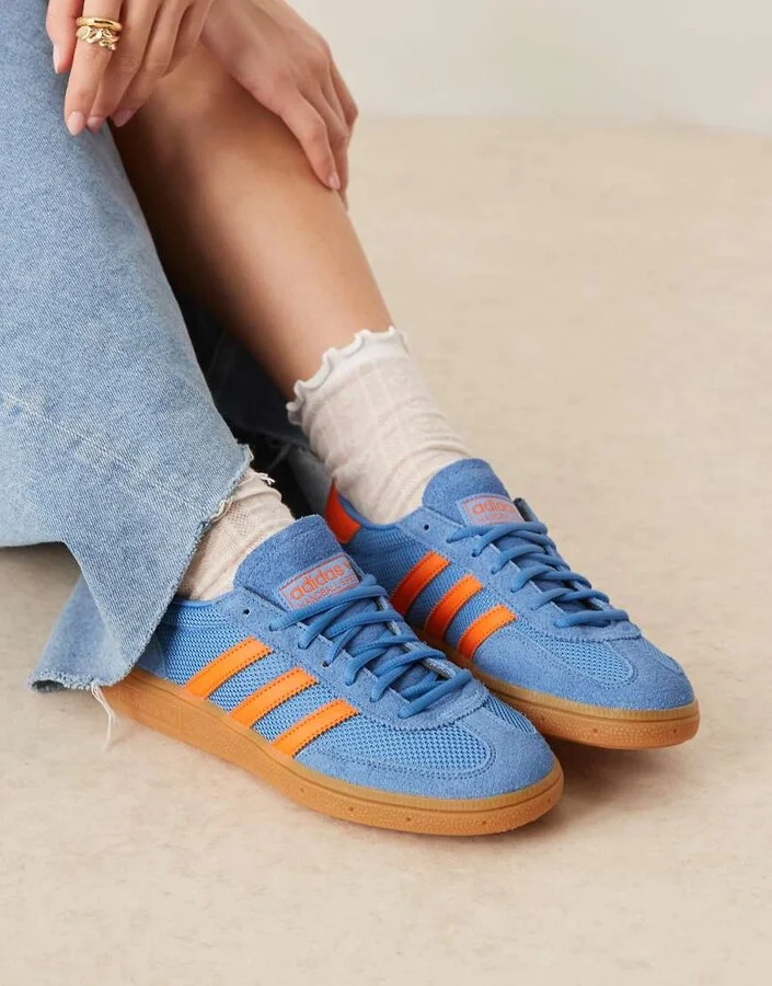 adidas Originals Handball Spezial sneakers in blue and orange - Image 3