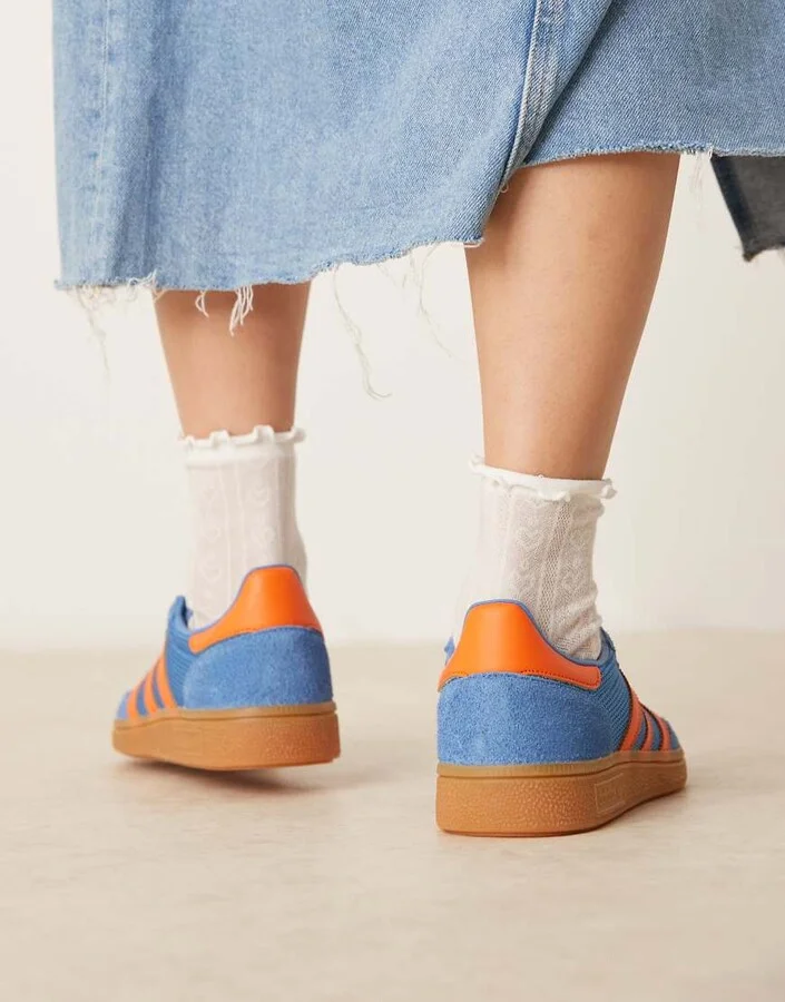 adidas Originals Handball Spezial sneakers in blue and orange - Image 4