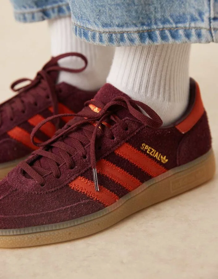 adidas Originals Handball Spezial sneakers in burgundy and orange - Image 3