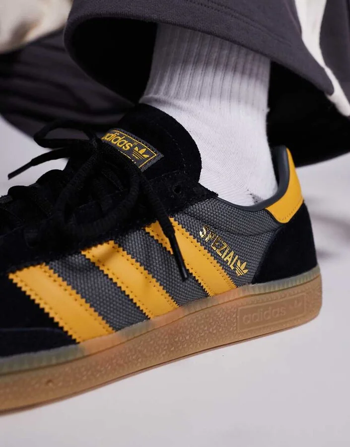 adidas Originals Handball Spezial sneakers in dark gray and yellow - Image 4