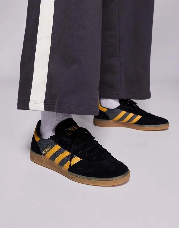 adidas Originals Handball Spezial sneakers in dark gray and yellow