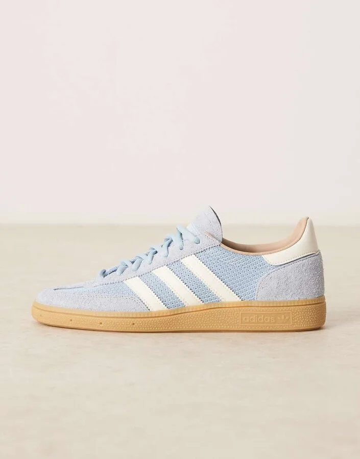 adidas Originals Handball Spezial sneakers with crochet detail in light blue - Image 2
