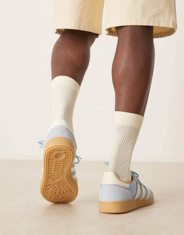 adidas Originals Handball Spezial sneakers with crochet detail in light blue - Image 3