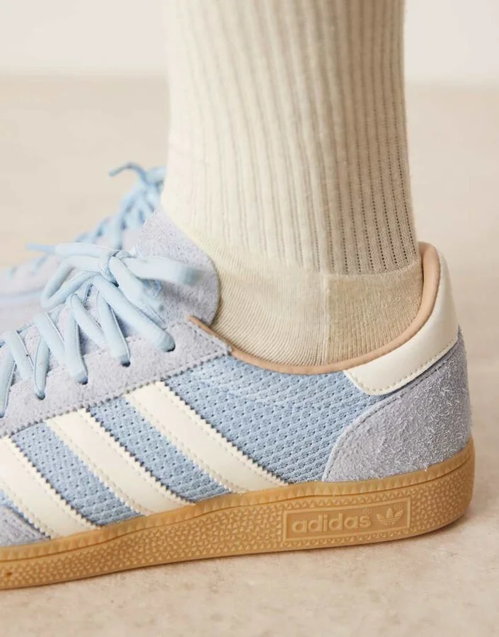 adidas Originals Handball Spezial sneakers with crochet detail in light blue - Image 4