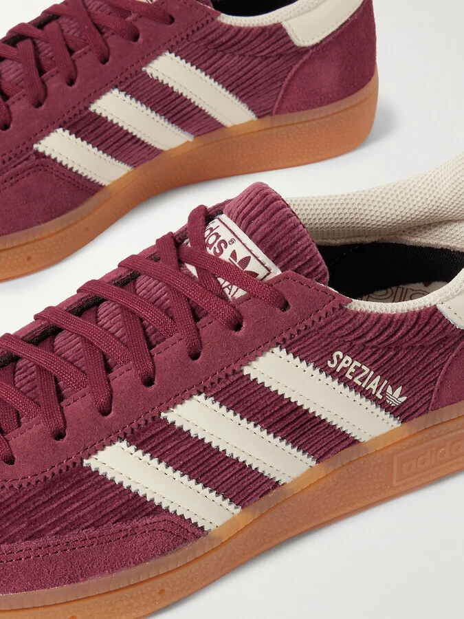 adidas Originals - Handball Spezial Suede And Leather-trimmed Corduroy Sneakers - Burgundy - Image 4