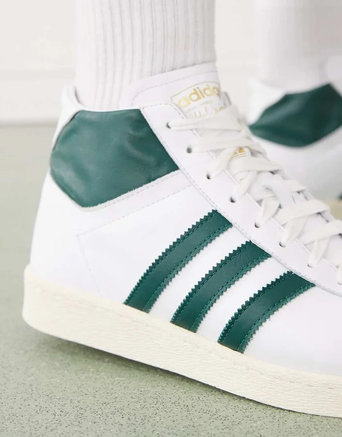 adidas Originals Jabbar high top sneakers in white and green - Image 4