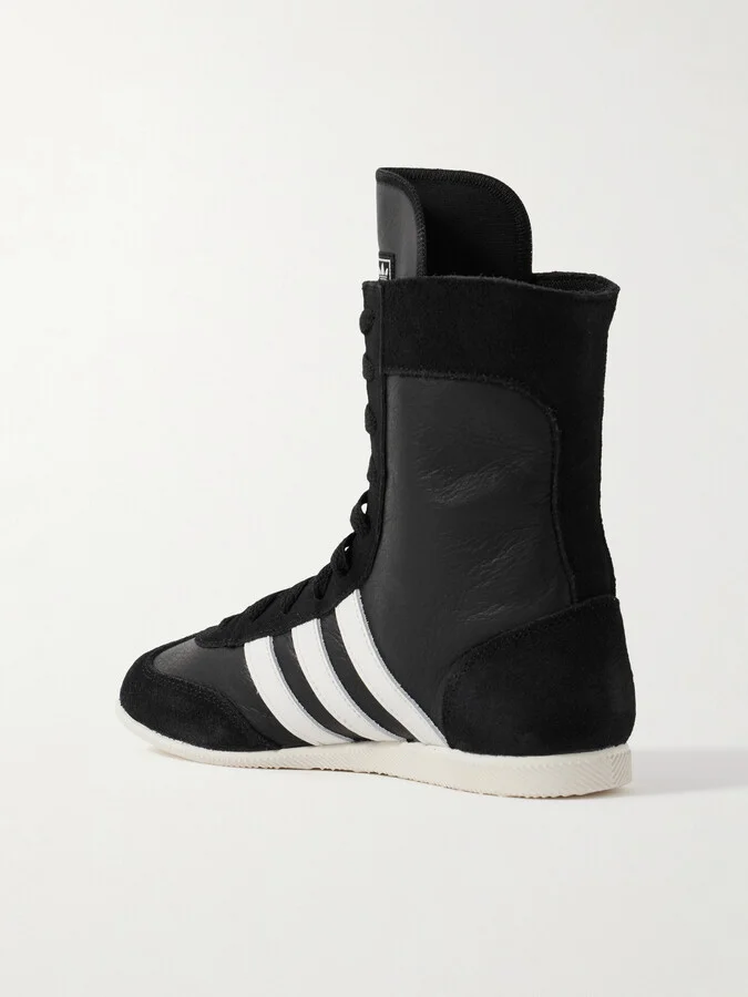 adidas Originals - Japan H Suede-trimmed Leather High-top Sneakers - Black - Image 3