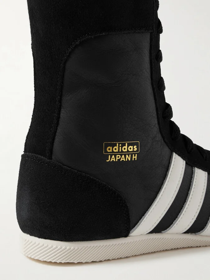 adidas Originals - Japan H Suede-trimmed Leather High-top Sneakers - Black - Image 4