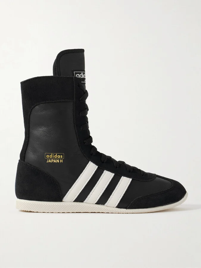 adidas Originals - Japan H Suede-trimmed Leather High-top Sneakers - Black