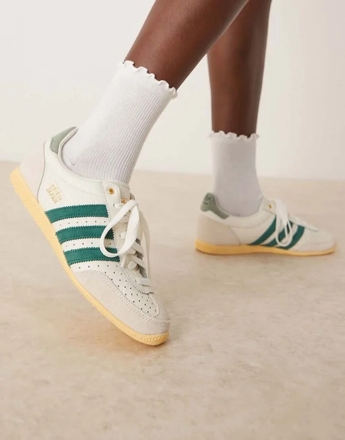 adidas Originals Japan low sneakers in white and green