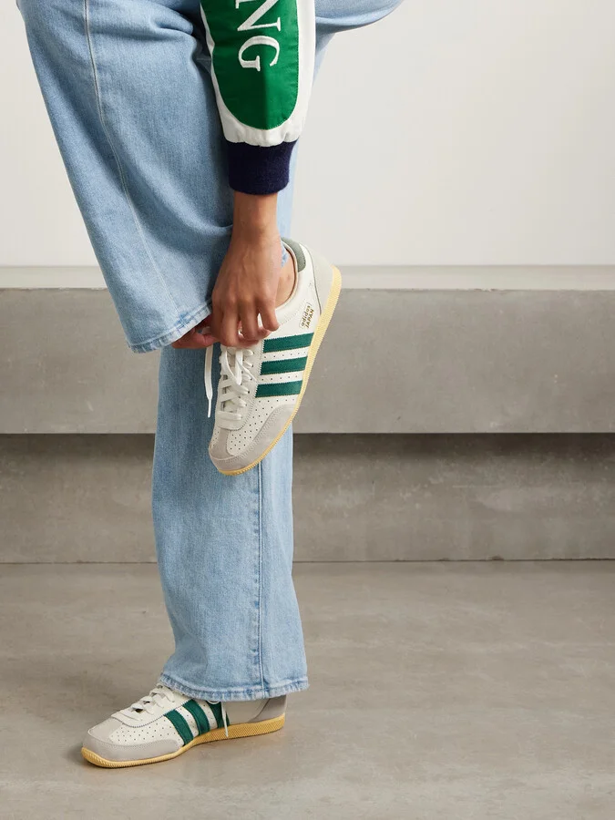 adidas Originals - Japan Suede-trimmed Perforated Leather Sneakers - Off-white - Image 2