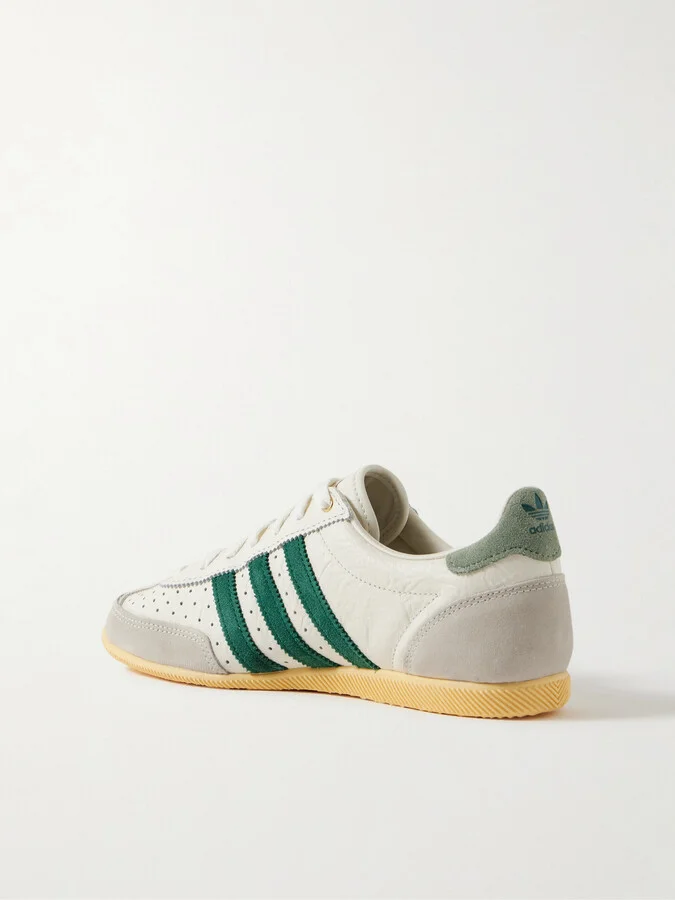 adidas Originals - Japan Suede-trimmed Perforated Leather Sneakers - Off-white - Image 3