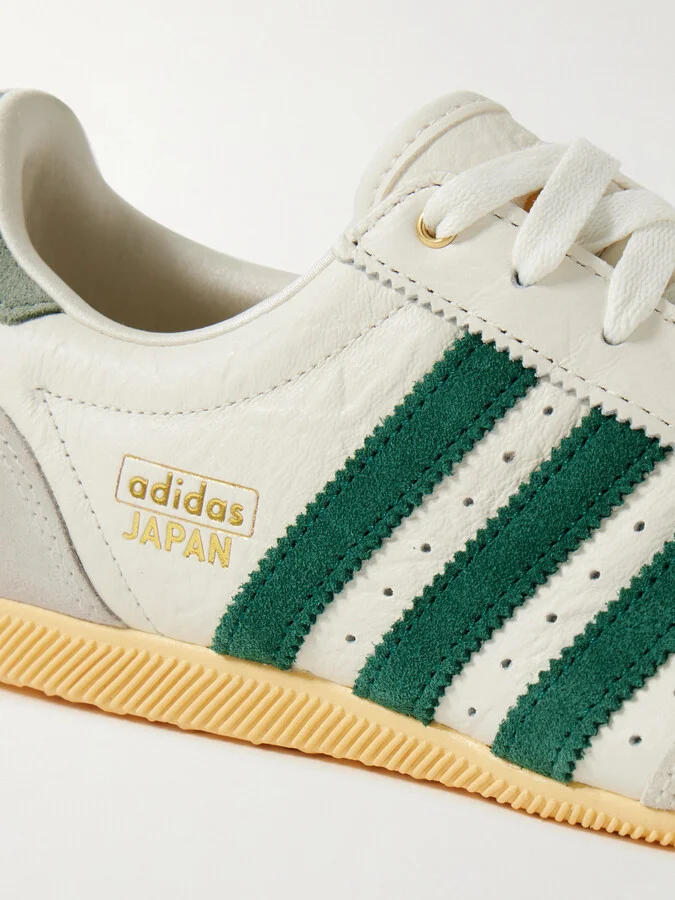 adidas Originals - Japan Suede-trimmed Perforated Leather Sneakers - Off-white - Image 4