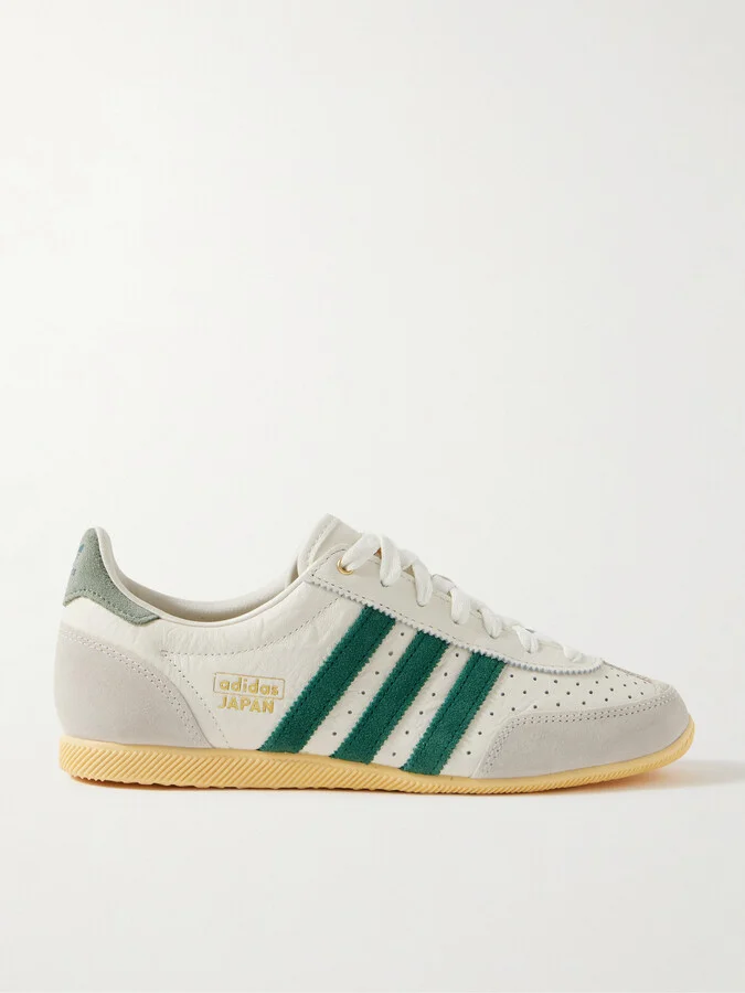 adidas Originals - Japan Suede-trimmed Perforated Leather Sneakers - Off-white