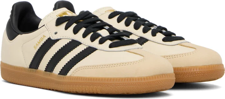 adidas Originals Off-White & Black Samba OG Sneakers - Image 4
