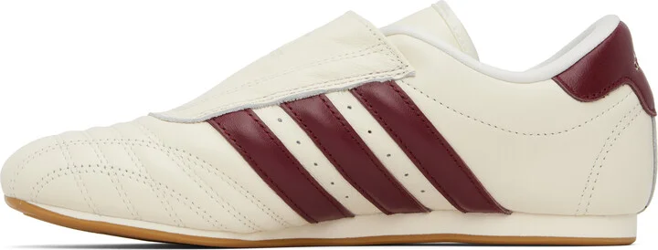 adidas Originals Off-White & Burgundy Taekwondo Sneakers - Image 3