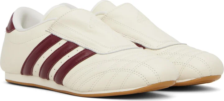 adidas Originals Off-White & Burgundy Taekwondo Sneakers - Image 4