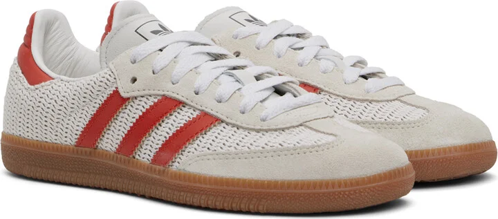 adidas Originals Off-White & Orange Samba OG Sneakers - Image 4