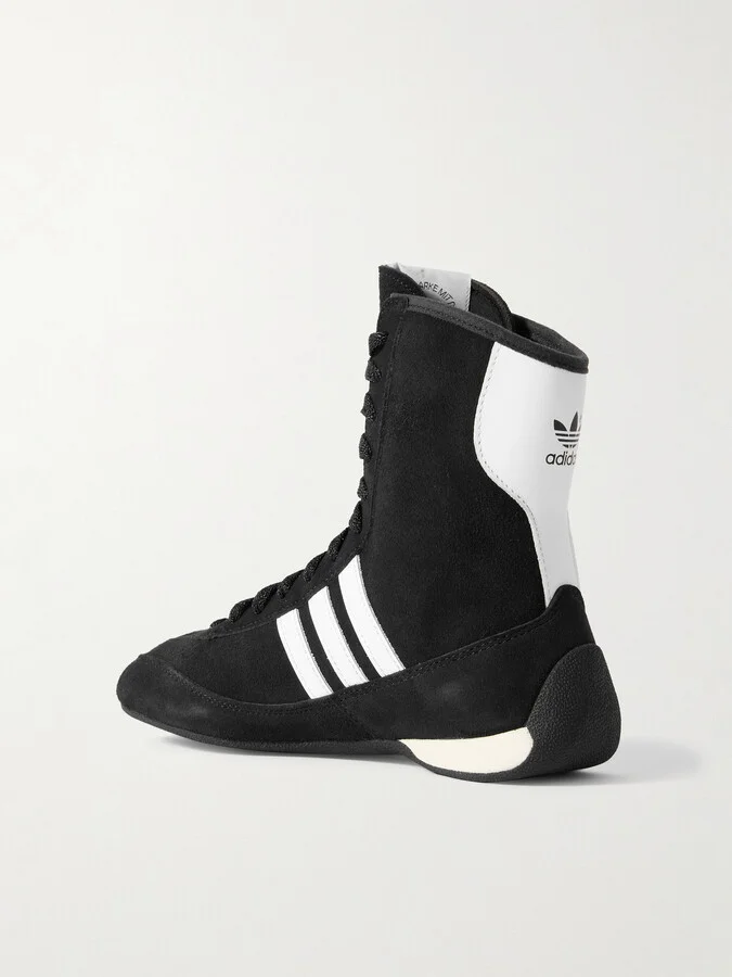 adidas Originals - Rasant Mid Leather-trimmed Suede Sneakers - Black - Image 3