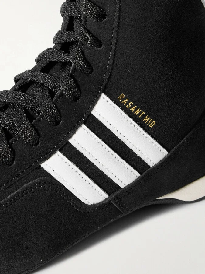 adidas Originals - Rasant Mid Leather-trimmed Suede Sneakers - Black - Image 4