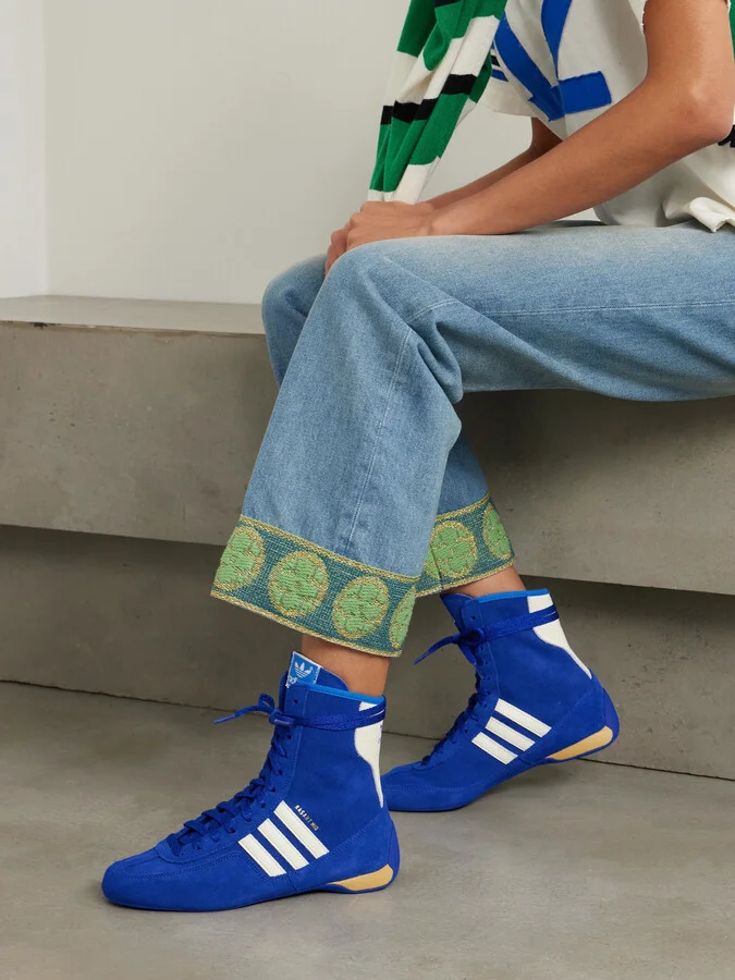 adidas Originals - Rasant Mid Leather-trimmed Suede Sneakers - Blue - Image 2