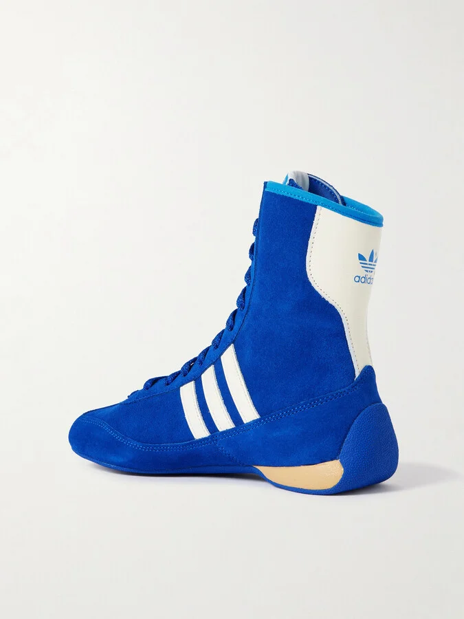 adidas Originals - Rasant Mid Leather-trimmed Suede Sneakers - Blue - Image 3