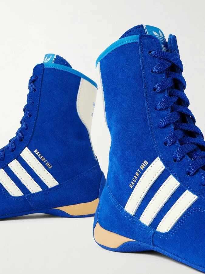 adidas Originals - Rasant Mid Leather-trimmed Suede Sneakers - Blue - Image 4