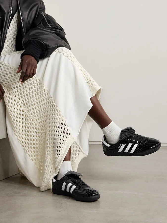 adidas Originals - Samba Lt Leather-trimmed Patent-leather Sneakers - Black - Image 2