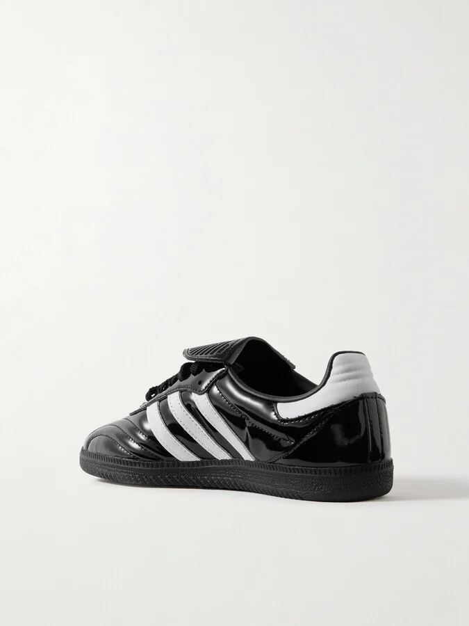 adidas Originals - Samba Lt Leather-trimmed Patent-leather Sneakers - Black - Image 3