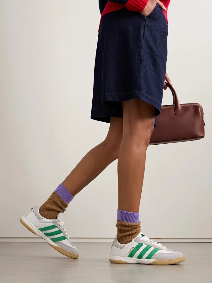 adidas Originals - Samba Mn Suede-trimmed Leather Sneakers - White - Image 2