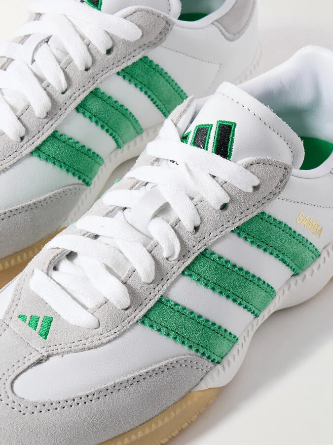 adidas Originals - Samba Mn Suede-trimmed Leather Sneakers - White - Image 4