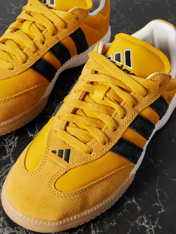 adidas Originals - Samba Mn Suede-trimmed Leather Sneakers - Yellow - Image 4