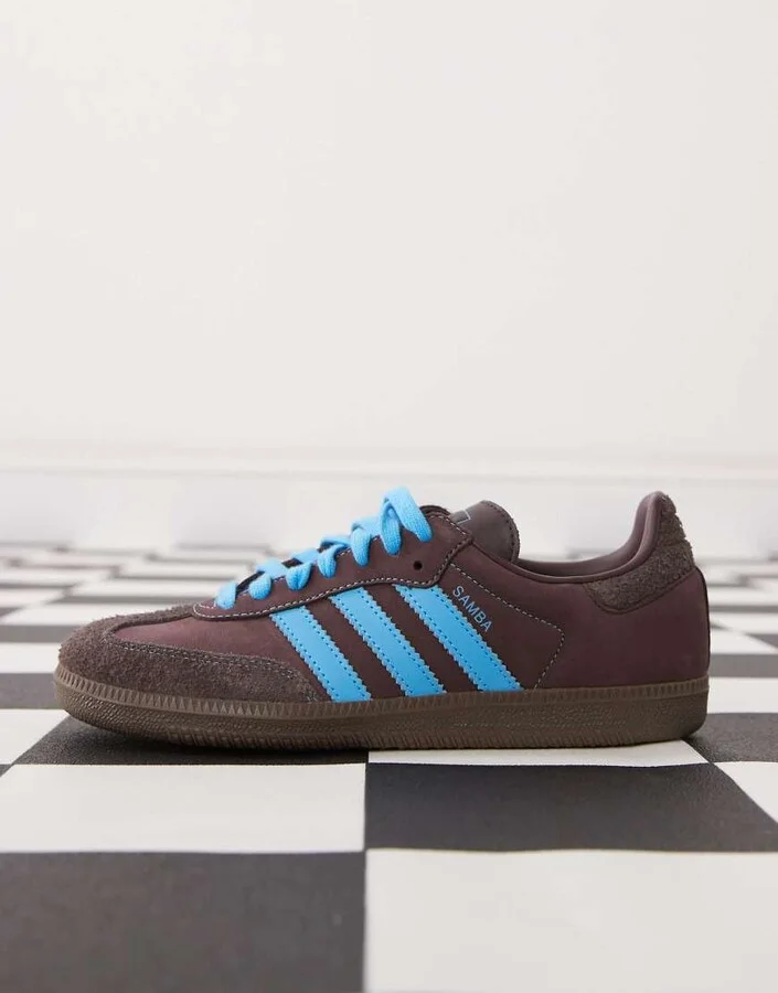 adidas Originals Samba OG sneakers in brown and blue - Image 2