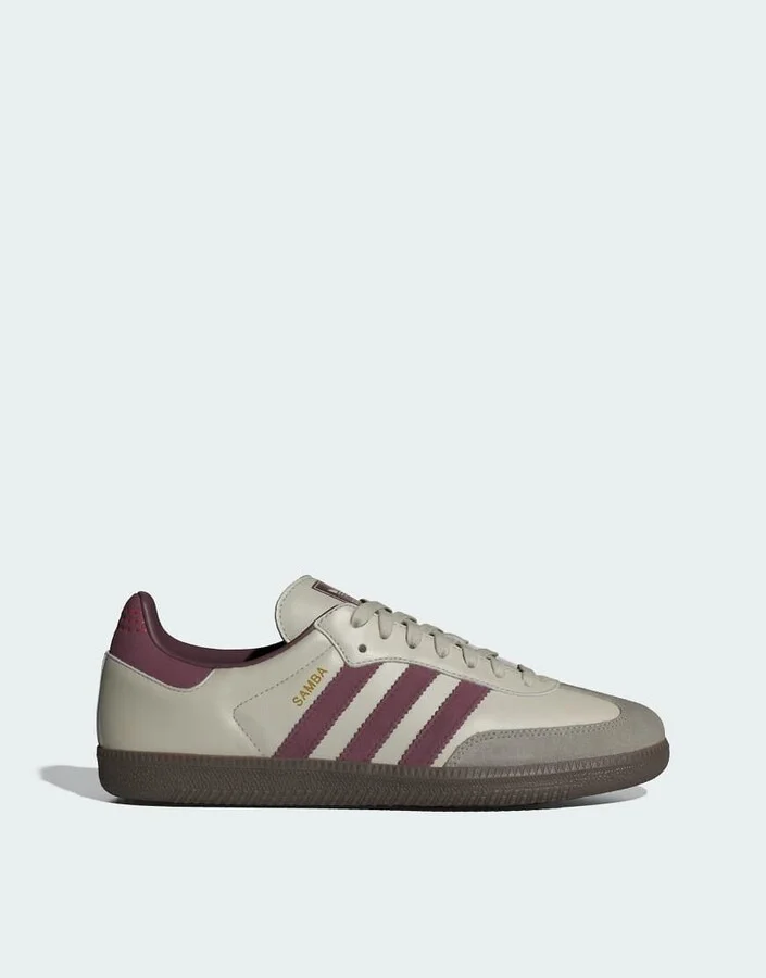 adidas Originals Samba OG sneakers in gray and maroon
