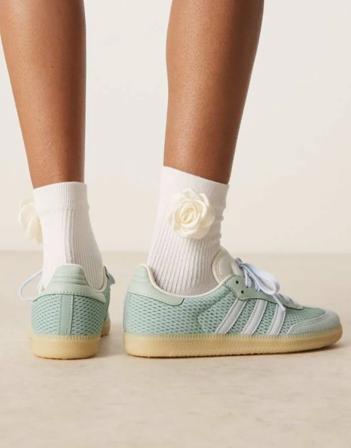 adidas Originals Samba OG sneakers in sage green tweed - Image 2