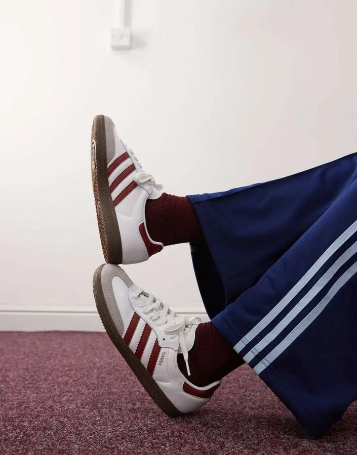 adidas Originals Samba OG sneakers in white and dark red