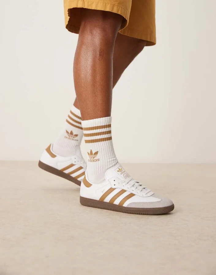 adidas Originals Samba OG sneakers in white and mustard