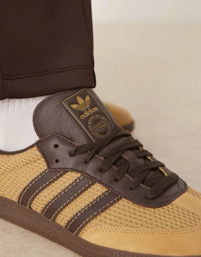 adidas Originals Samba OG sneakers with crochet detailing in yellow and brown - Image 4