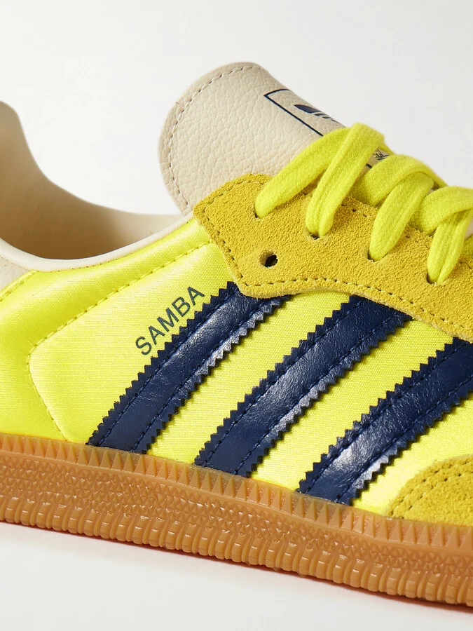 adidas Originals - Samba Og Suede And Leather-trimmed Satin Sneakers - Yellow - Image 4