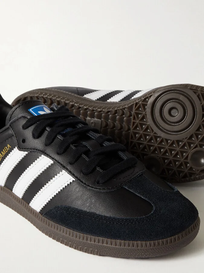 adidas Originals - Samba Og Suede-trimmed Leather Sneakers - Black - Image 4