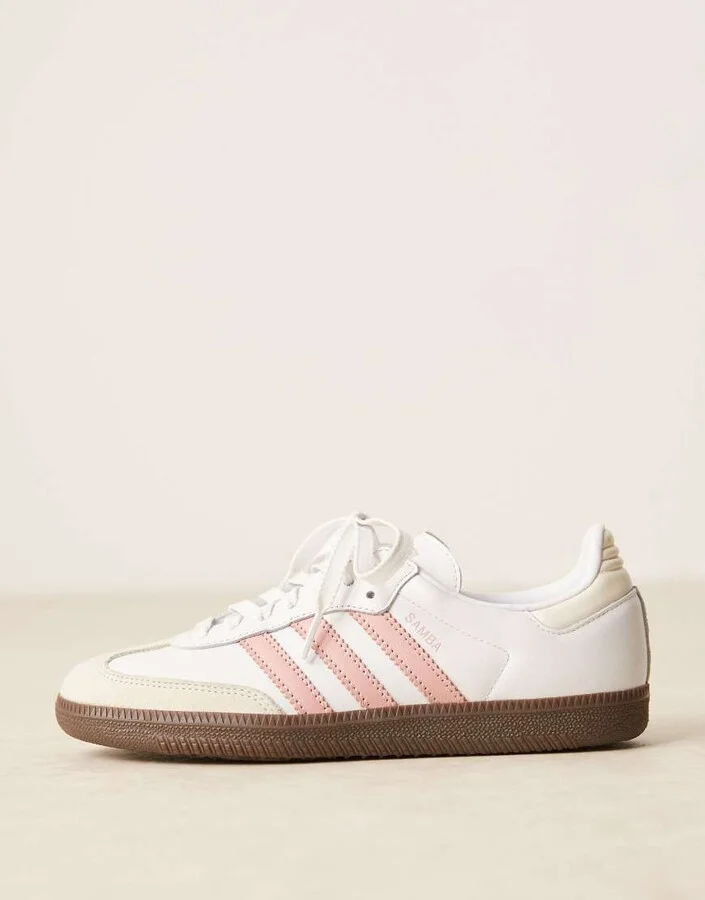 adidas Originals samba sneakers in white and peach - Image 3