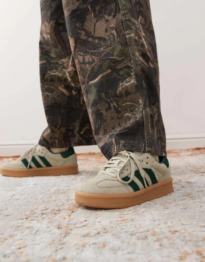 adidas Originals Samba XLG sneakers in cream and green - Image 4