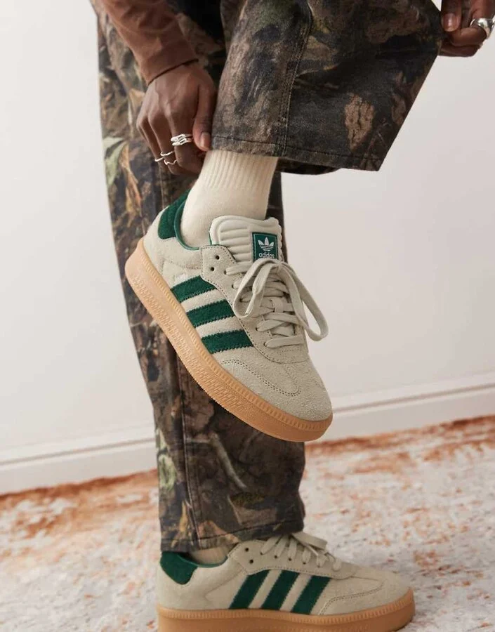 adidas Originals Samba XLG sneakers in cream and green
