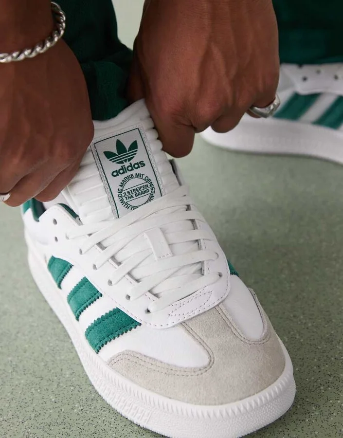 adidas Originals Samba XLG sneakers in white and green - Image 2