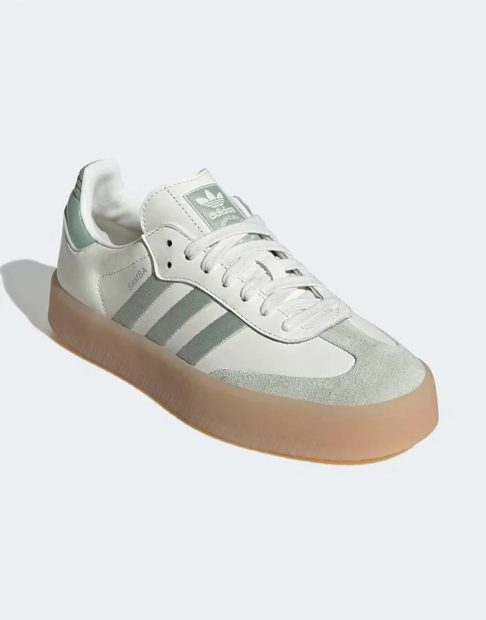 adidas Originals Sambae sneakers in off white and green metallic - Image 3