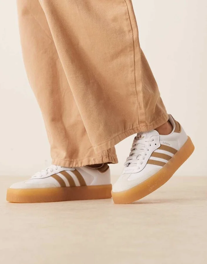 adidas Originals Sambae sneakers in white and brown