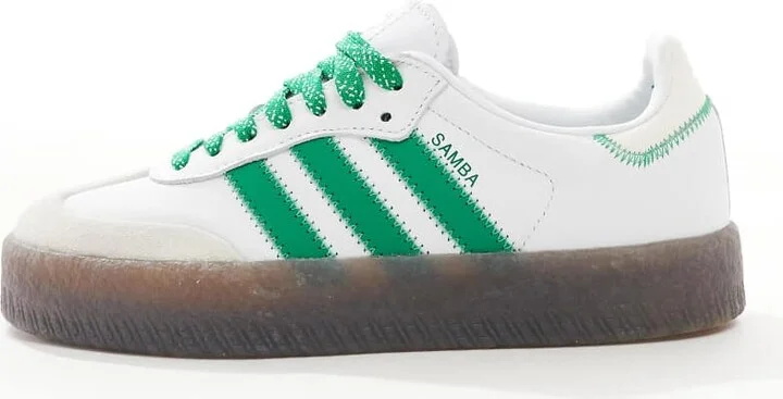 adidas Originals Sambae sneakers in white and green - Image 2