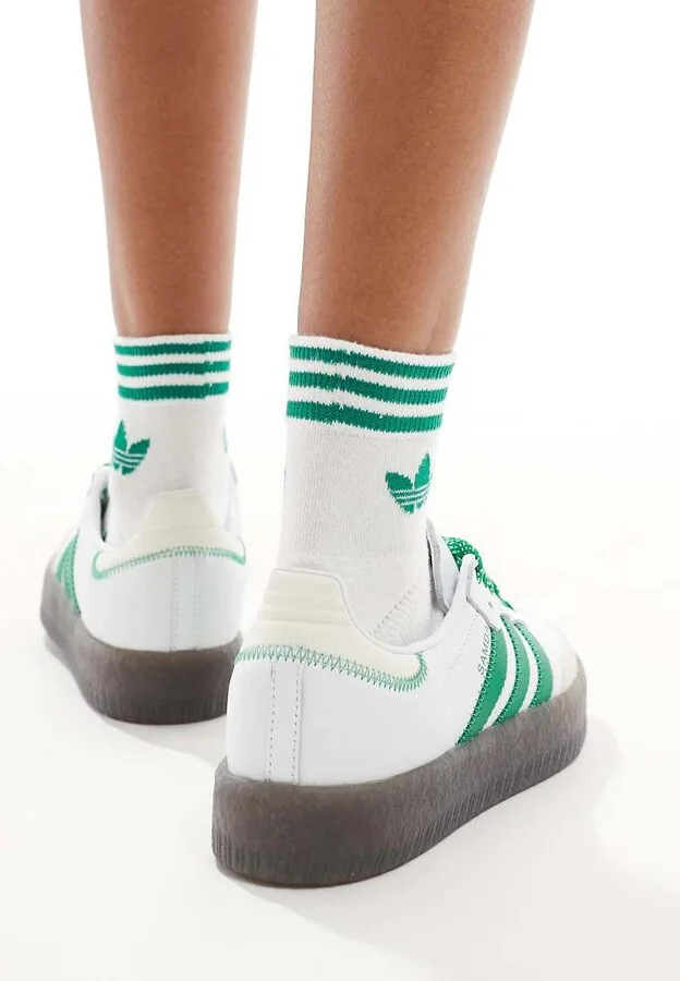 adidas Originals Sambae sneakers in white and green - Image 3