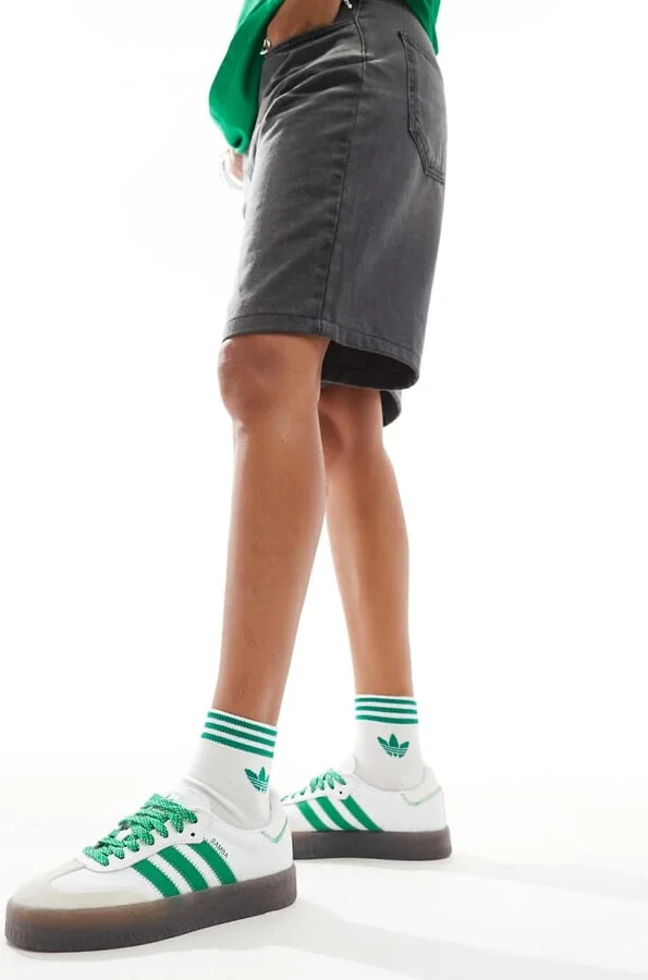 adidas Originals Sambae sneakers in white and green - Image 4