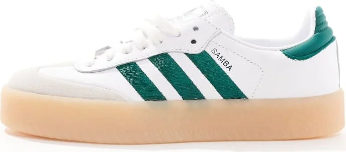 adidas Originals Sambae sneakers in white and green - Image 2
